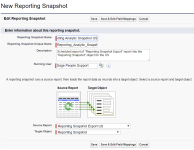 Screenshot: Completing the new reporting snapshot details to create a US specific reporting snapshot